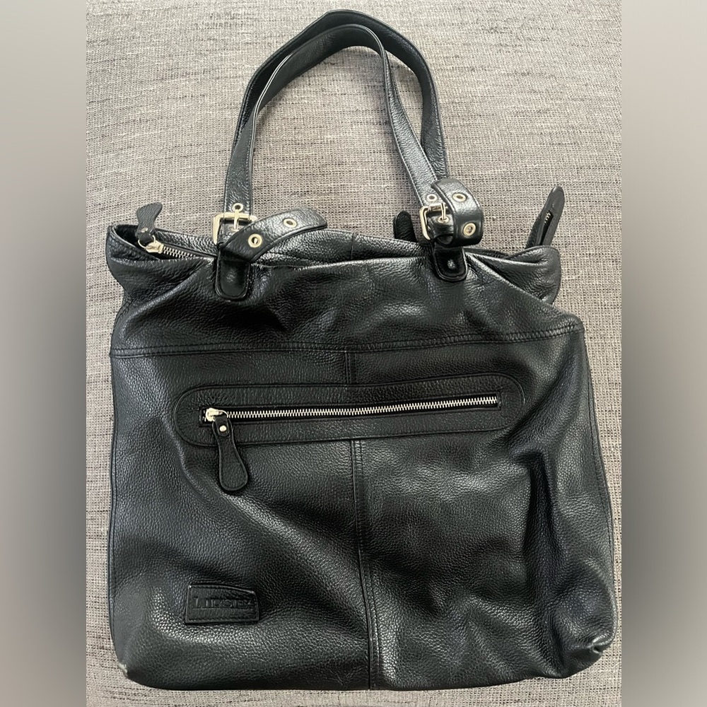 Lancaster Pebbled Leather Tote Purse